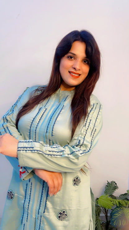 Pastel Blue Cotton Co-Ord Set for Women