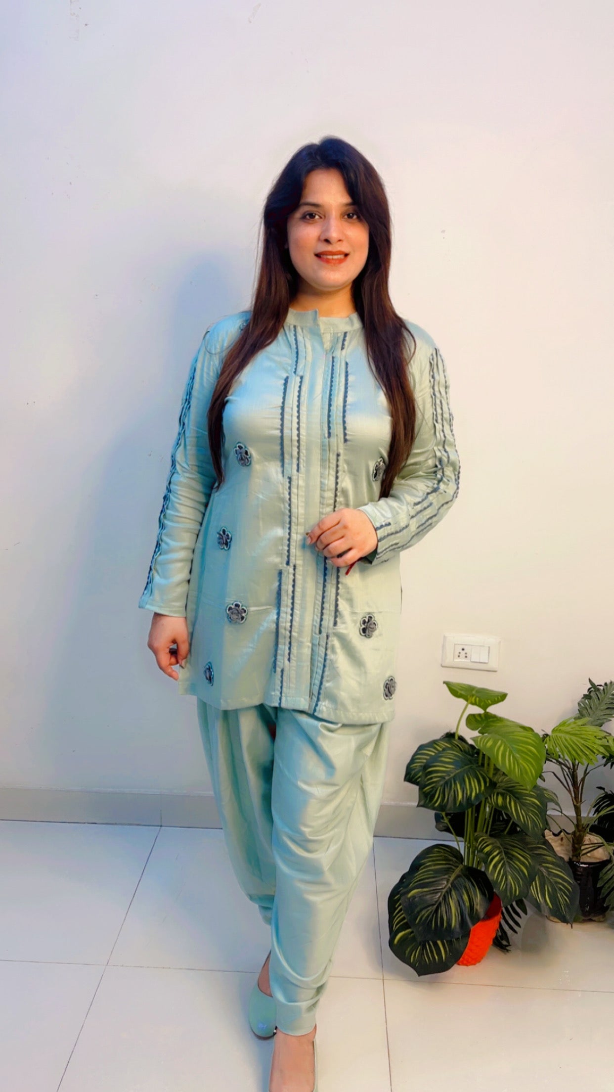 Pastel Blue Cotton Co-Ord Set for Women