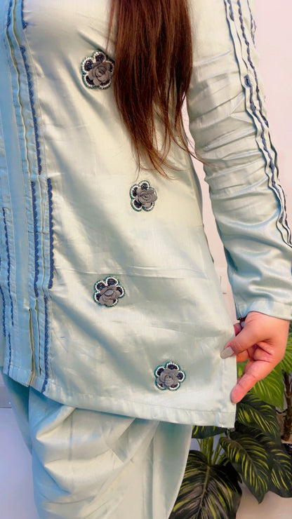 Pastel Blue Cotton Co-Ord Set for Women
