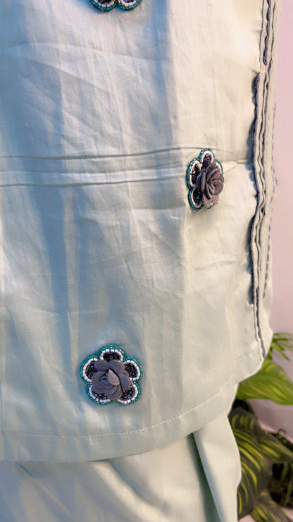Pastel Blue Cotton Co-Ord Set for Women