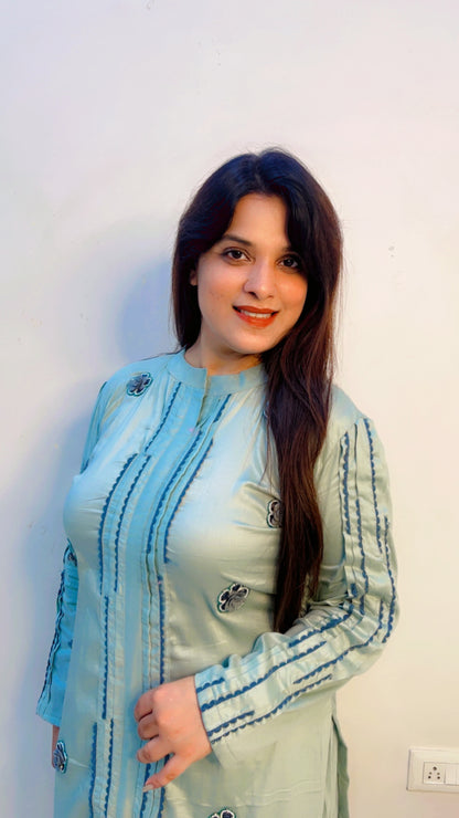 Pastel Blue Cotton Co-Ord Set for Women