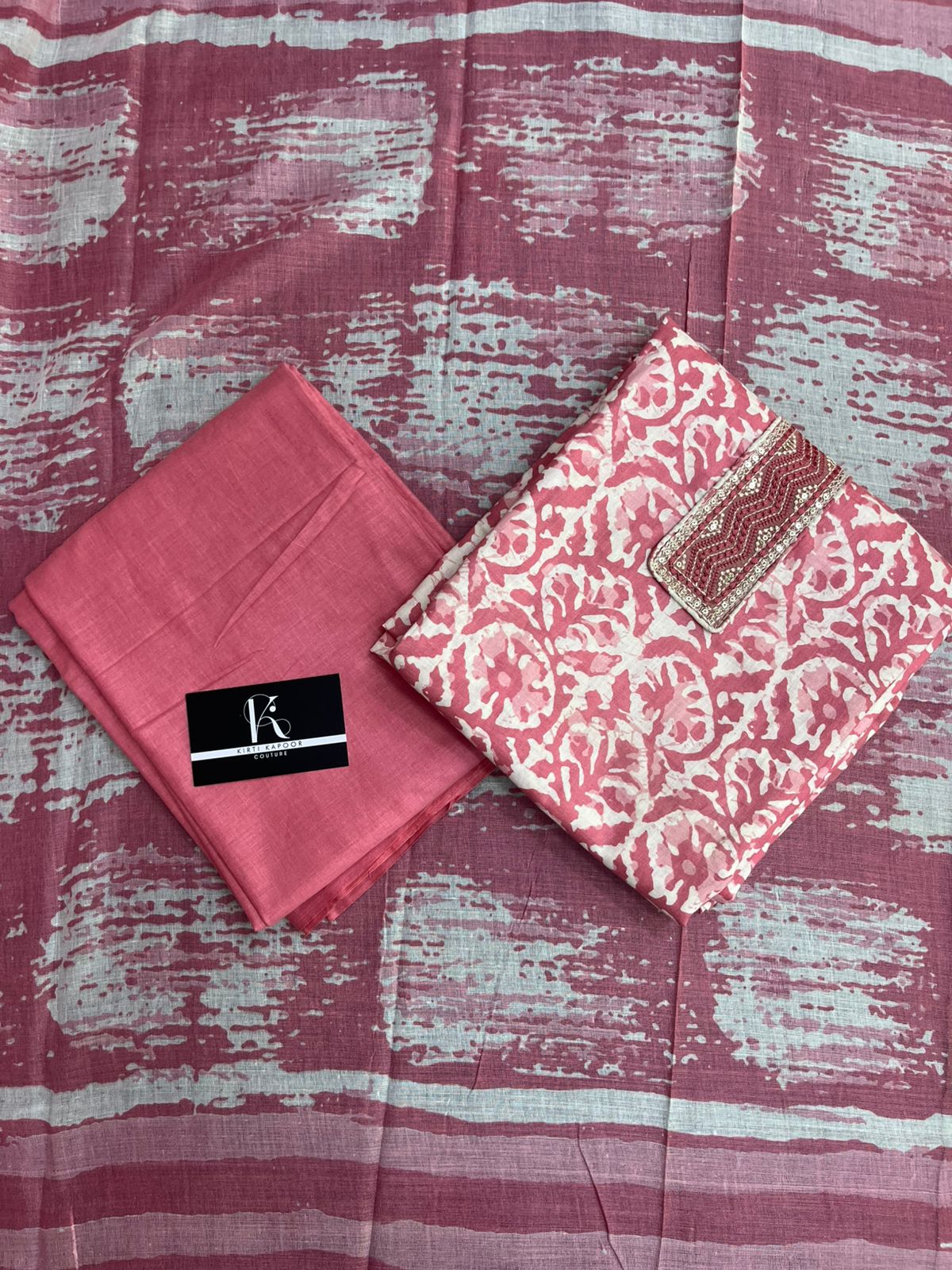 Pink Unstitched Suit Material for Women