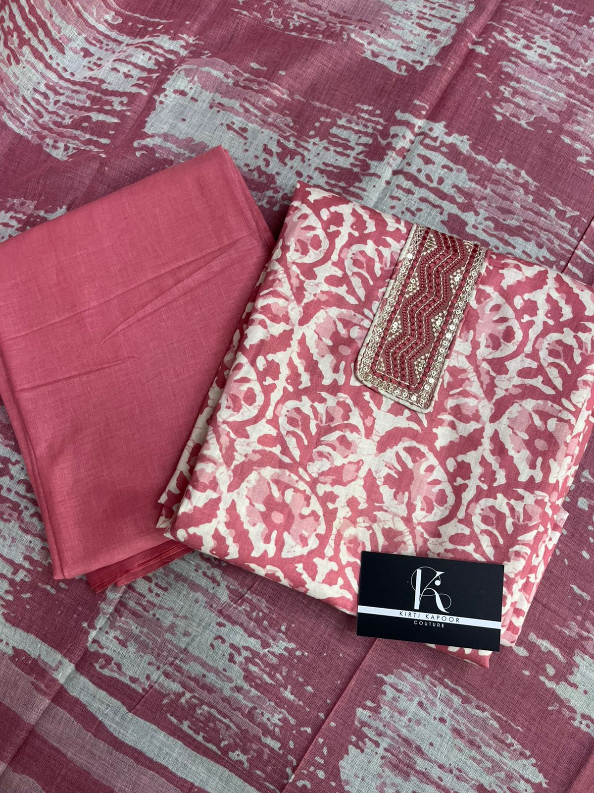 Pink Unstitched Suit Material for Women