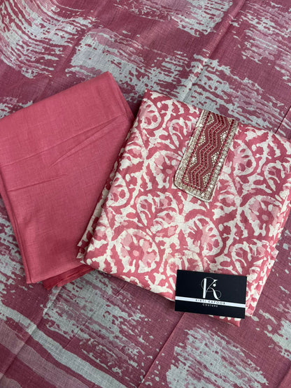 Pink Unstitched Suit Material for Women
