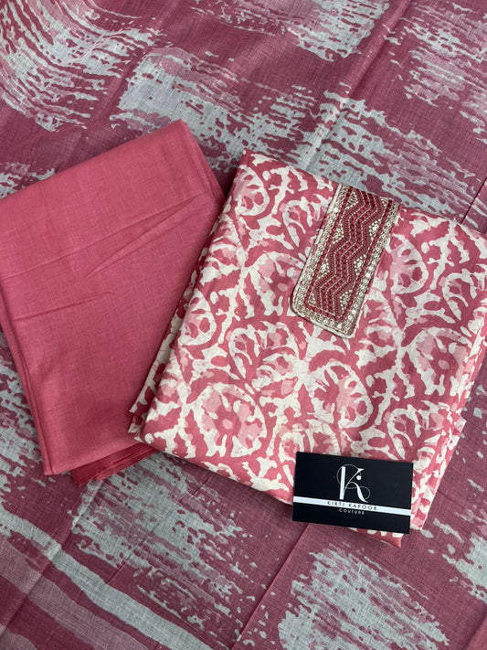 Pink Unstitched Suit Material for Women (US030)