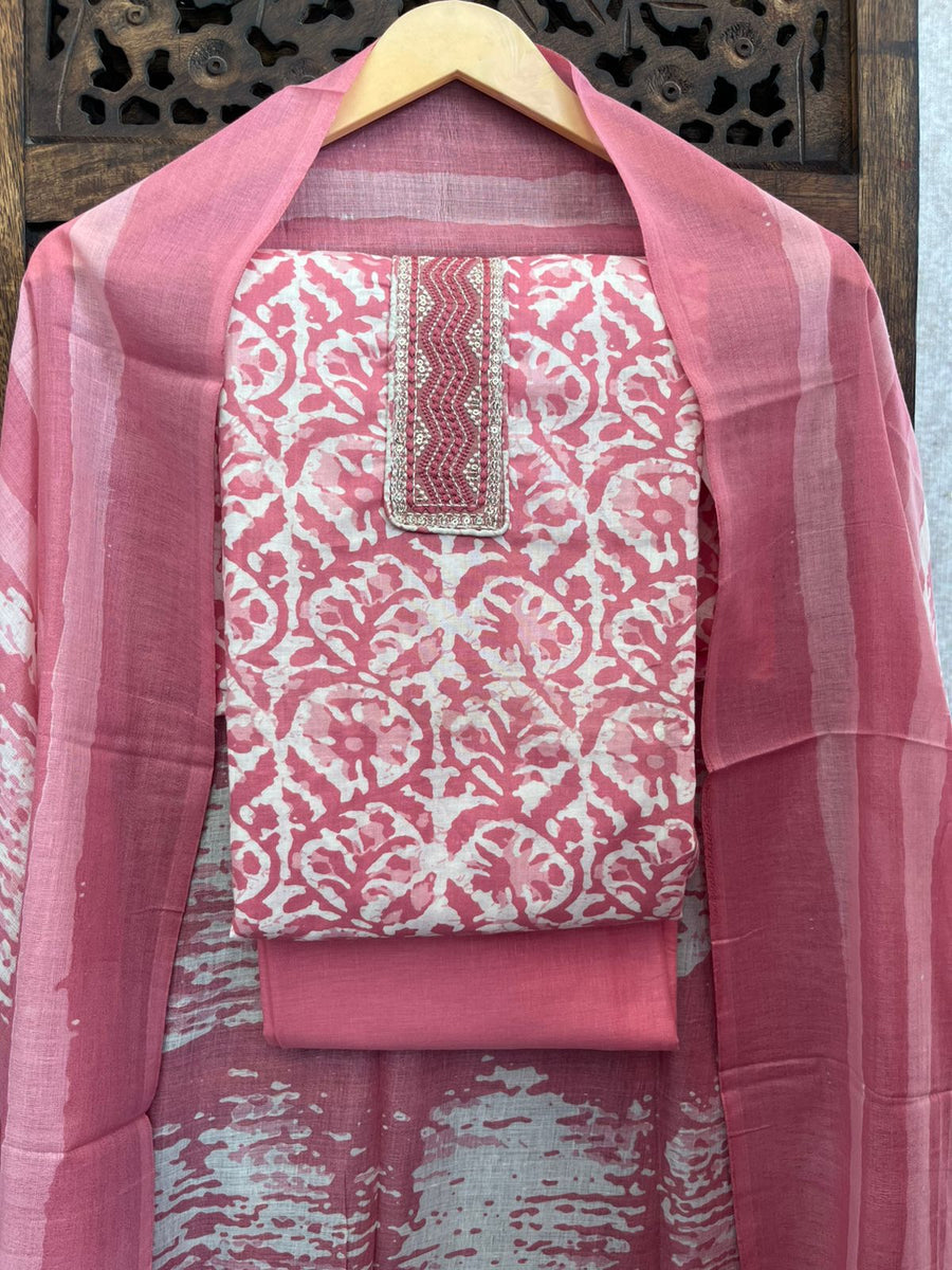 Pink Unstitched Suit Material for Women (US030)