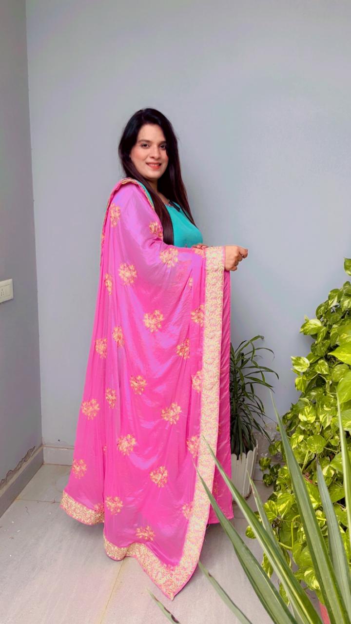 Triple Layered Scalloping Palazzo Kurti And Dupatta Set