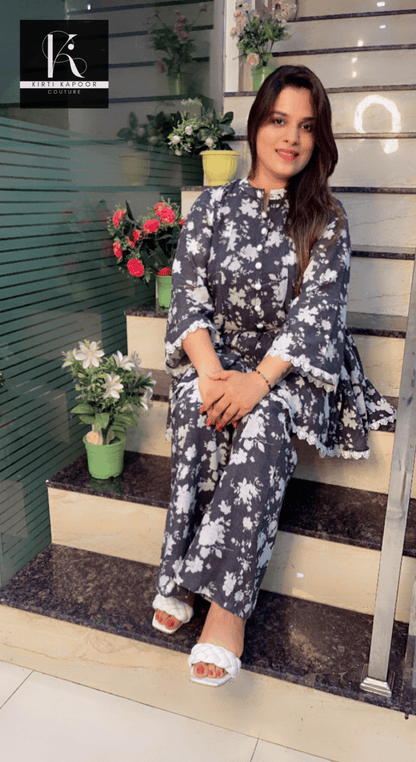 A - line Cotton Floral Printed Co - ord Set - Kirti Kapoor Couture