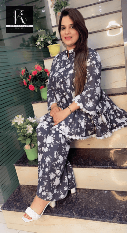 A - line Cotton Floral Printed Co - ord Set - Kirti Kapoor Couture