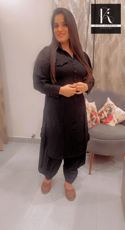 Afghani Style Suit With Dhoti Salwar - Kirti Kapoor Couture