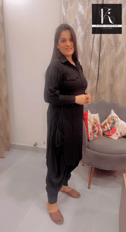 Afghani Style Suit With Dhoti Salwar - Kirti Kapoor Couture