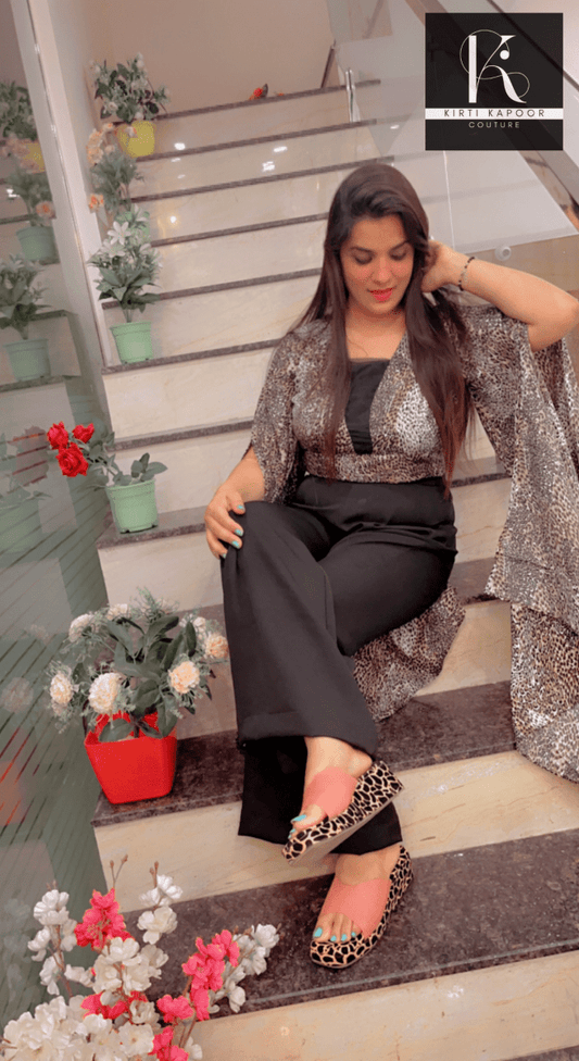Animal Print Top With Bell Bottom Pant - Kirti Kapoor Couture