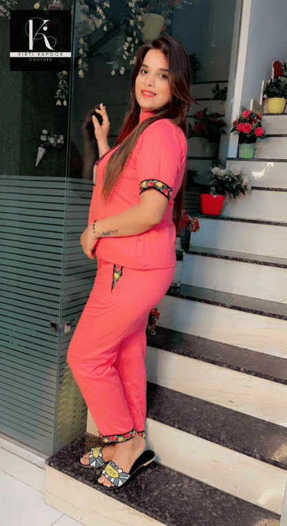 Baby Pink Patch - worked Co - ord Set - Kirti Kapoor Couture