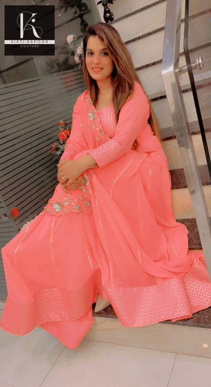 Baby Pink Skirt and Short Shirt by Kirti Kapoor Couture - Kirti Kapoor Couture