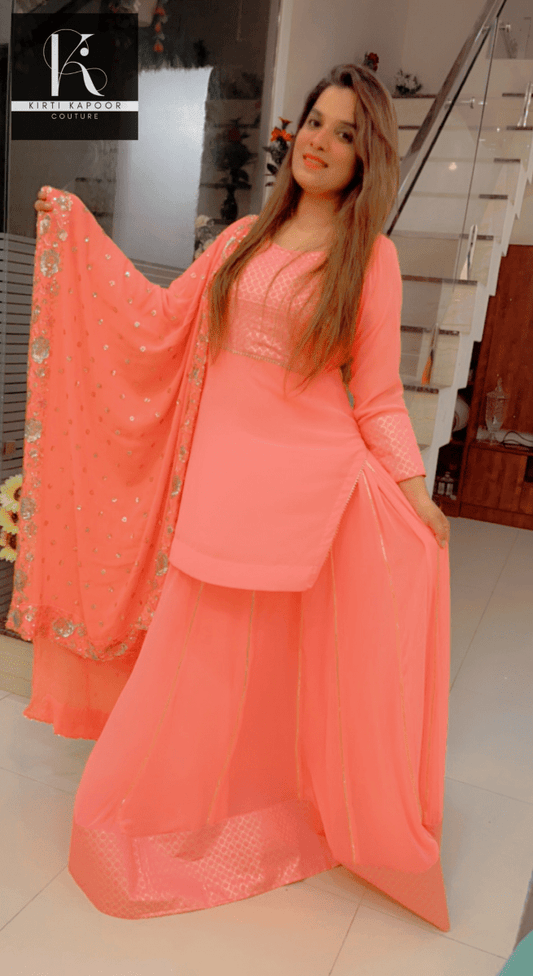Baby Pink Skirt and Short Shirt by Kirti Kapoor Couture - Kirti Kapoor Couture