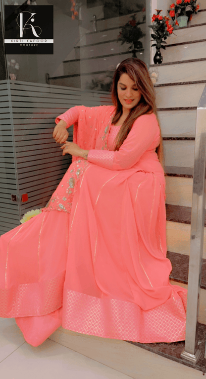 Baby Pink Skirt and Short Shirt by Kirti Kapoor Couture - Kirti Kapoor Couture
