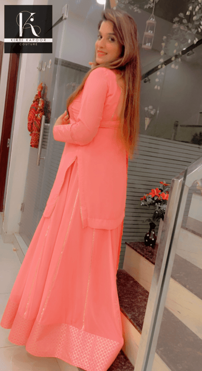 Baby Pink Skirt and Short Shirt by Kirti Kapoor Couture - Kirti Kapoor Couture