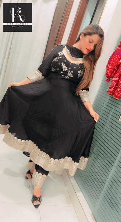 Black Dazzling Anarkali Suit For Parties - Kirti Kapoor Couture
