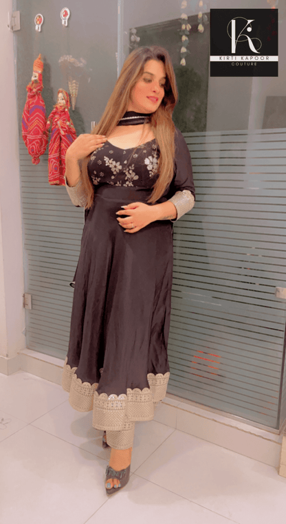 Black Dazzling Anarkali Suit For Parties - Kirti Kapoor Couture