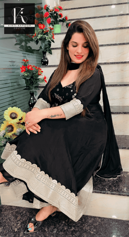 Black Dazzling Anarkali Suit For Parties - Kirti Kapoor Couture