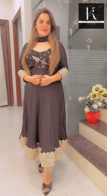 Black Dazzling Anarkali Suit For Parties - Kirti Kapoor Couture