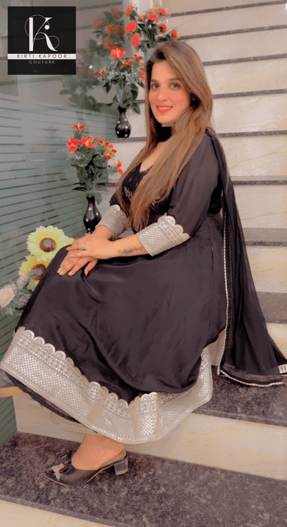 Black Dazzling Anarkali Suit For Parties - Kirti Kapoor Couture
