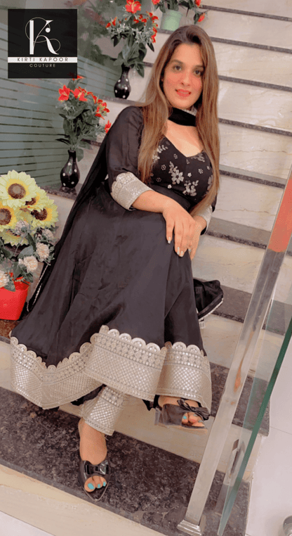 Black Dazzling Anarkali Suit For Parties - Kirti Kapoor Couture