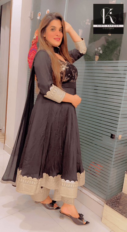 Black Dazzling Anarkali Suit For Parties - Kirti Kapoor Couture