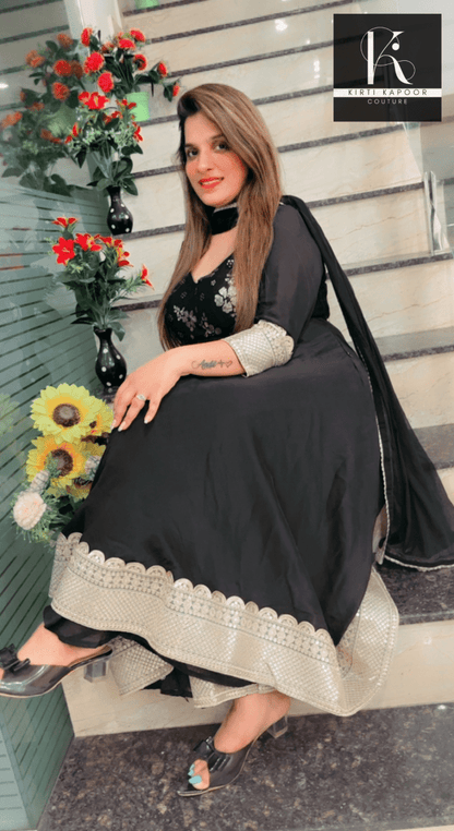 Black Dazzling Anarkali Suit For Parties - Kirti Kapoor Couture