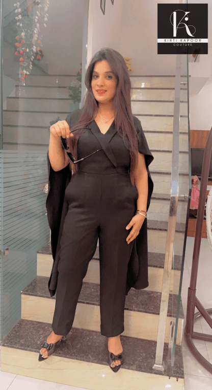 Black Designer Jumpsuit - Sleek Fit Design - Kirti Kapoor Couture