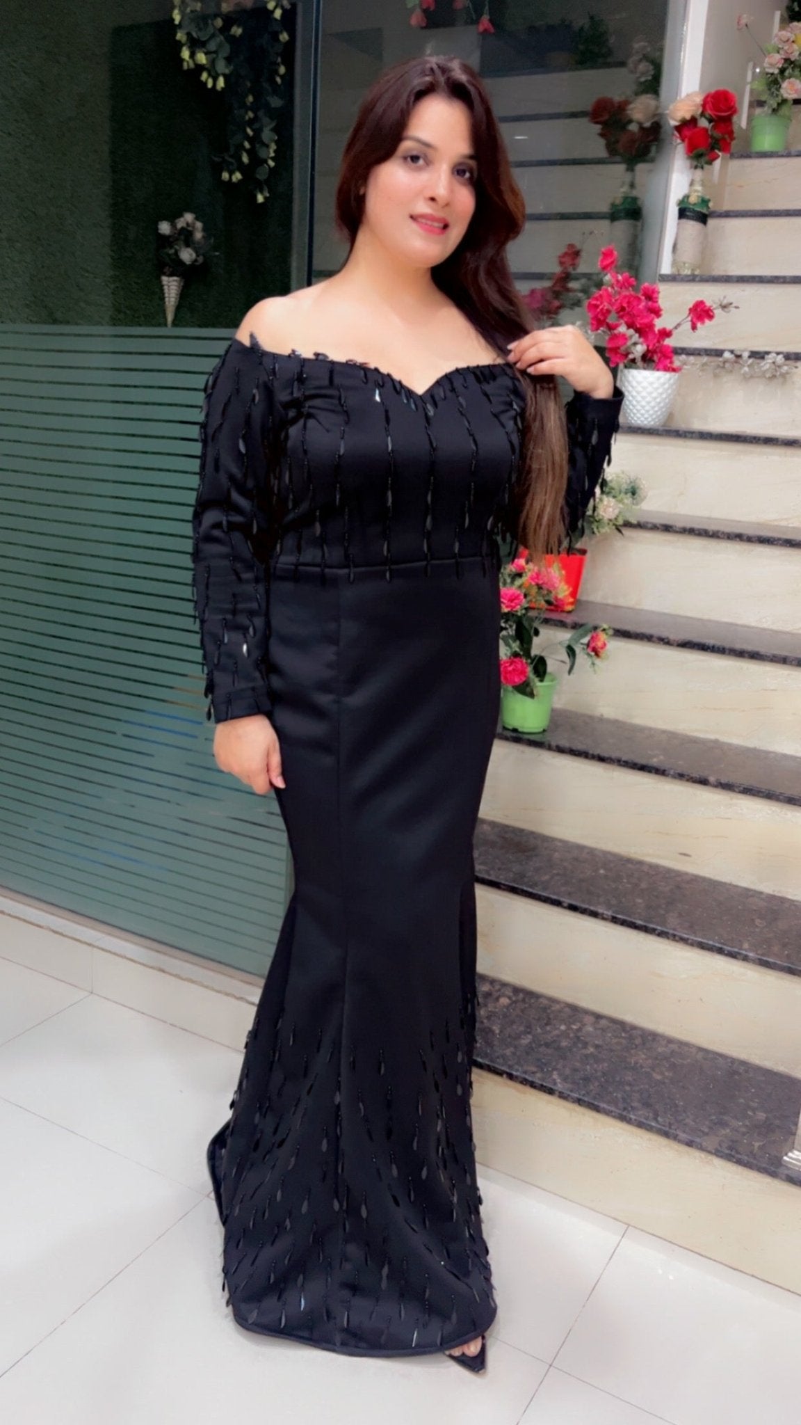 Black Tassel - Worked Suede Western Dress - Kirti Kapoor Couture
