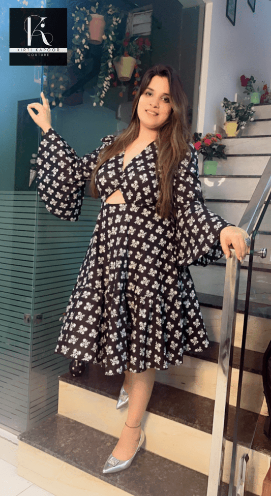 Black - White Printed Tunic - Kirti Kapoor Couture