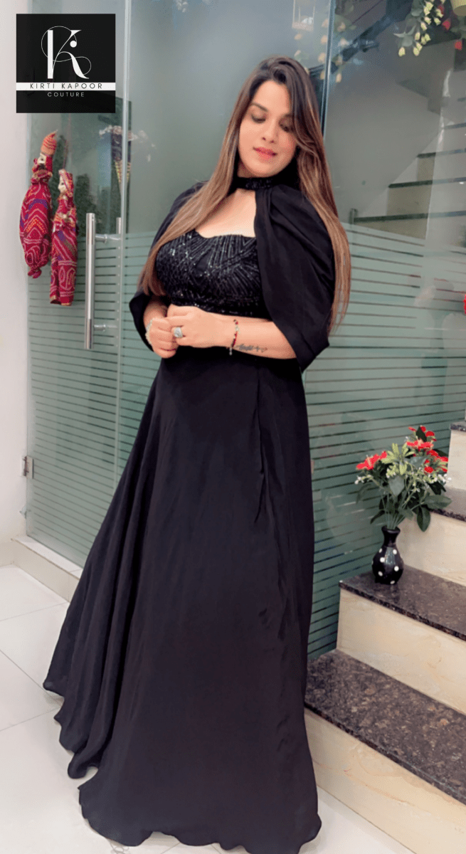 Blouse and Skirt Set with a Layered Shrug - Kirti Kapoor Couture