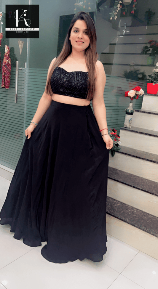 Blouse and Skirt Set with a Layered Shrug - Kirti Kapoor Couture