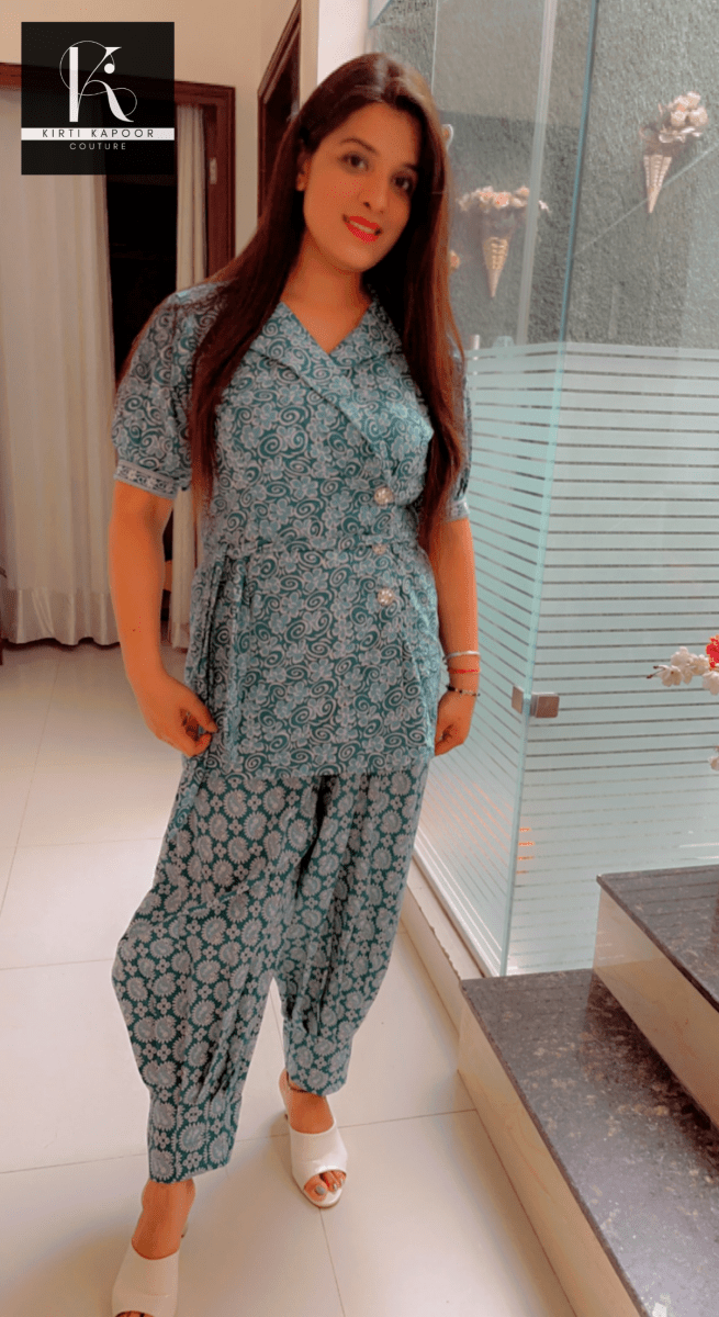 Blue Cotton Printed Co - ord Set [Summer Collection] - Kirti Kapoor Couture