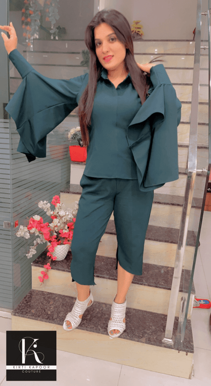 Bottle Green Co - ord Set by Kirti Kapoor - Kirti Kapoor Couture