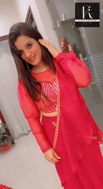 Bright Red Saree With Gold Highlights - Wedding Collection - Kirti Kapoor Couture