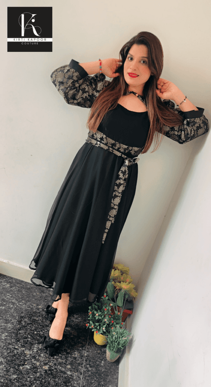 Brocade Black Frock Style (Perfect Farewell Outfit) - Kirti Kapoor Couture