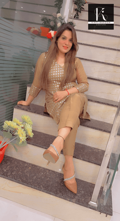 Brown Embroidered Co - ord Set - Kirti Kapoor Couture