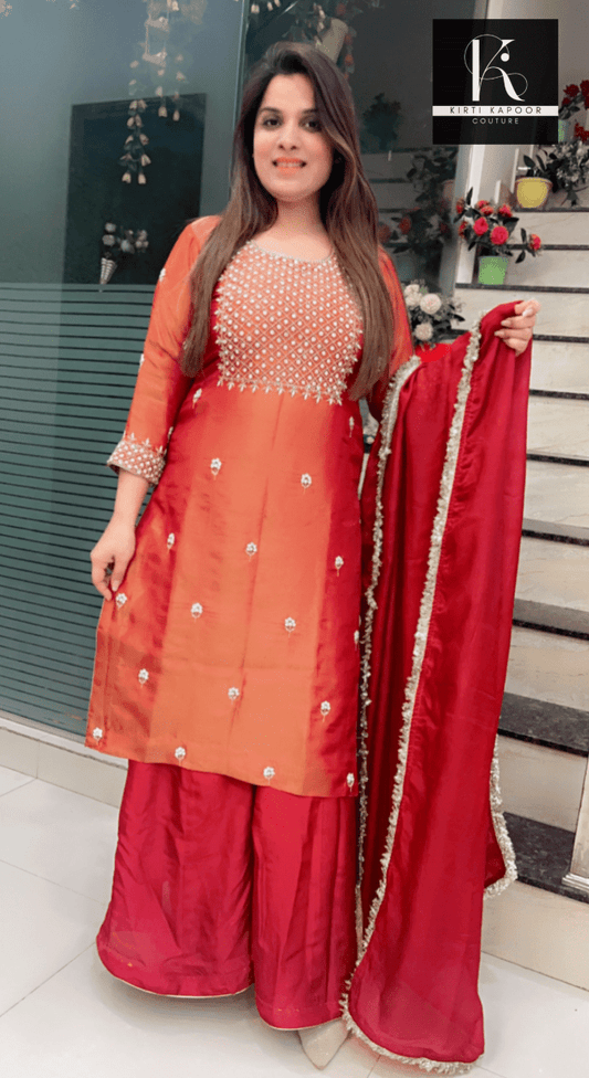 Brown Hand - Embroidered Plazo Suit - Kirti Kapoor Couture
