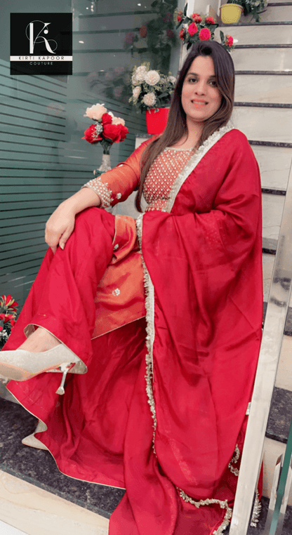 Brown Hand - Embroidered Plazo Suit - Kirti Kapoor Couture