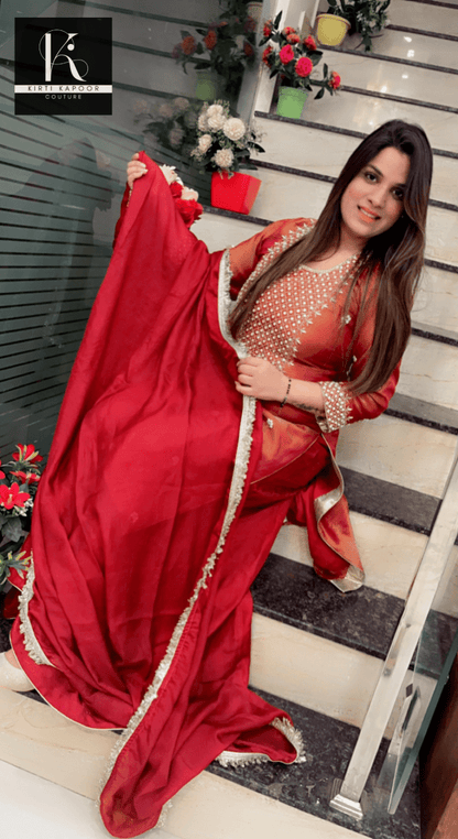 Brown Hand - Embroidered Plazo Suit - Kirti Kapoor Couture