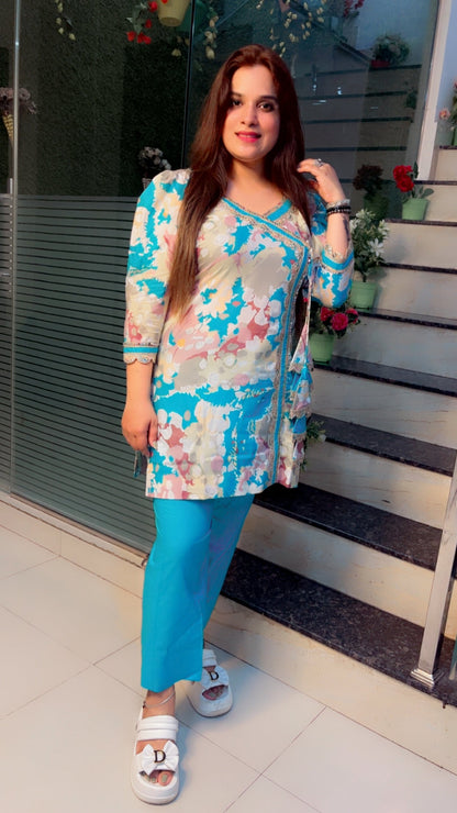 Cotton Angrakha Style Co - Ord Set - Kirti Kapoor Couture
