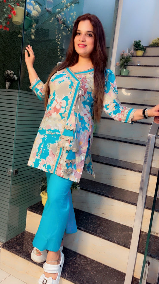 Cotton Angrakha Style Co - Ord Set - Kirti Kapoor Couture