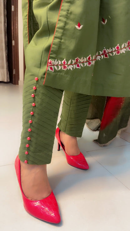Cotton Linen Embroidered Suit - Kirti Kapoor Couture