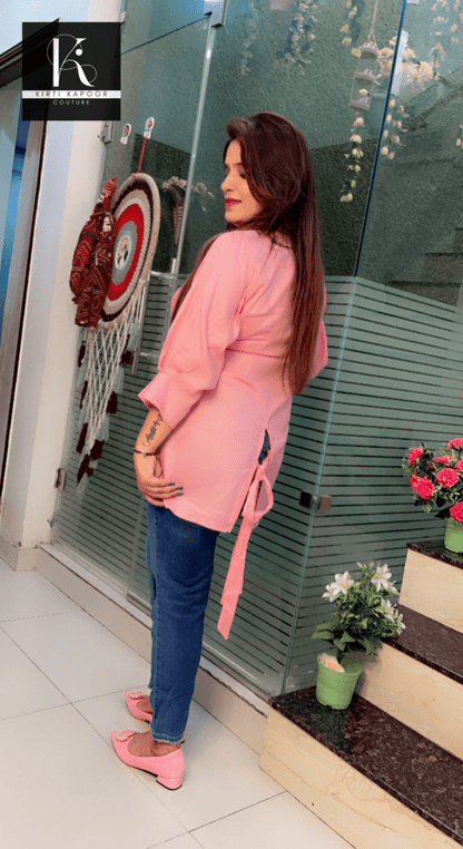 Cotton Pink Top with a designer Back - Kirti Kapoor Couture