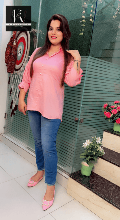 Cotton Pink Top with a designer Back - Kirti Kapoor Couture