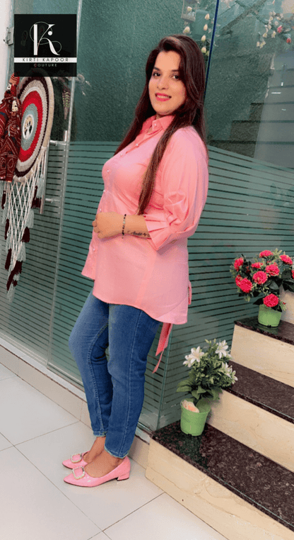 Cotton Pink Top with a designer Back - Kirti Kapoor Couture