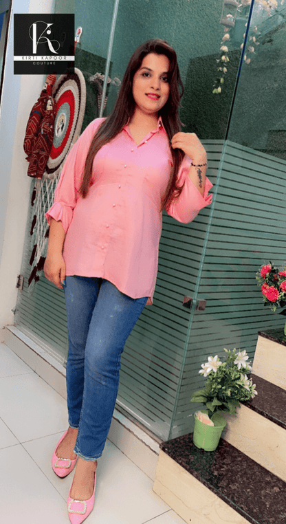 Cotton Pink Top with a designer Back - Kirti Kapoor Couture