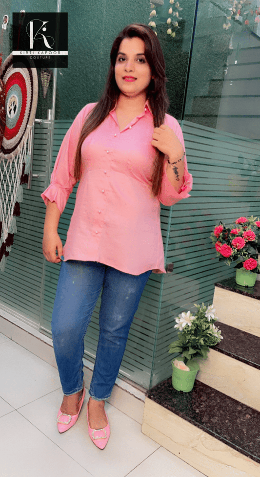 Cotton Pink Top with a designer Back - Kirti Kapoor Couture
